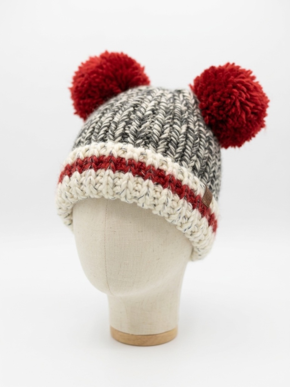 Roots Knit Beanie Hat Toddler Red Pom Pom Disney Winter Hat